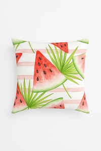 housse de coussin décorative fruits d'été citron orange fraise pastèque
