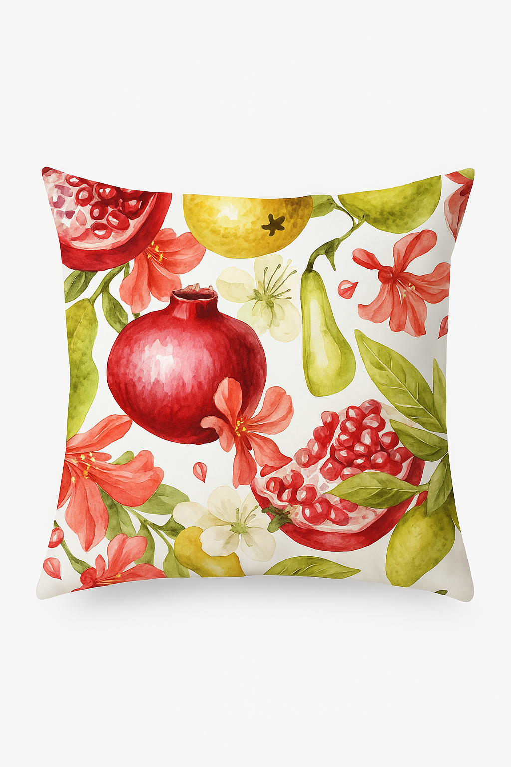 housse de coussin décorative fruits d'été citron orange fraise pastèque