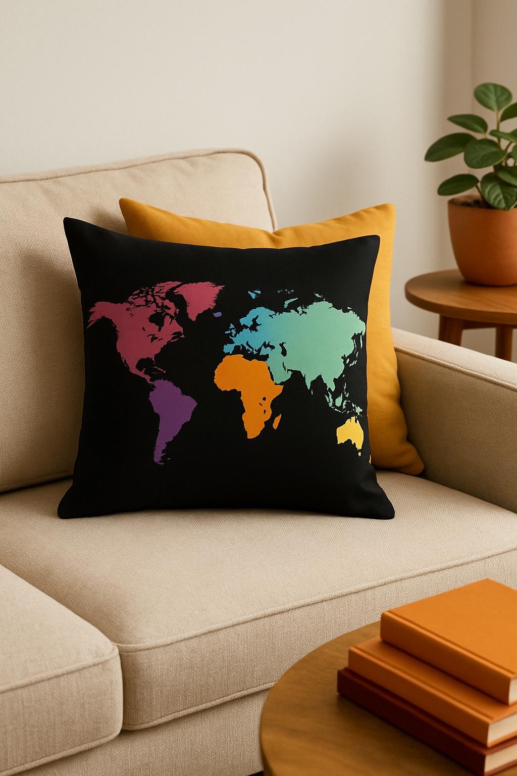 housse de coussin décorative géométrique noir rouge - vue 3 sur 2