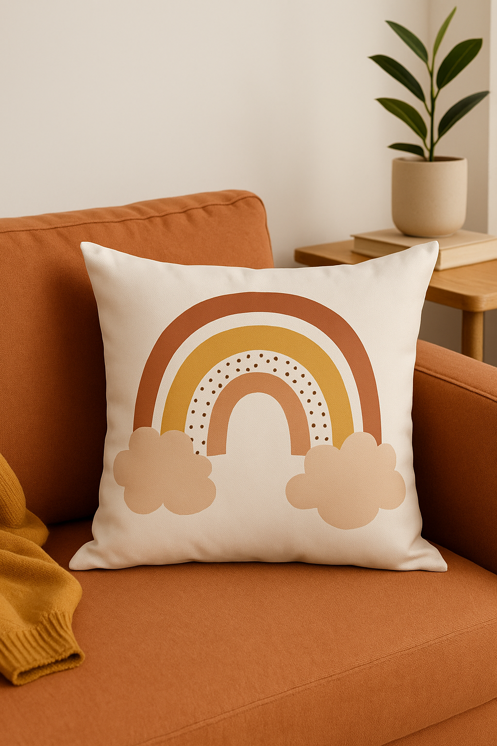 housse de coussin décorative imprimé arc-en-ciel géométrique - vue 3 sur 2