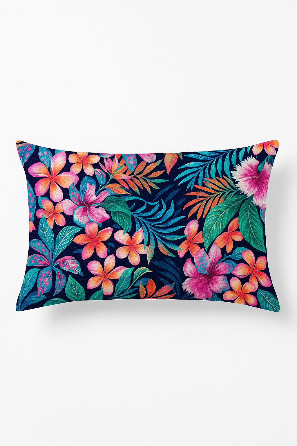 housse de coussin décorative motif arc-en-ciel fleurs rouges roses