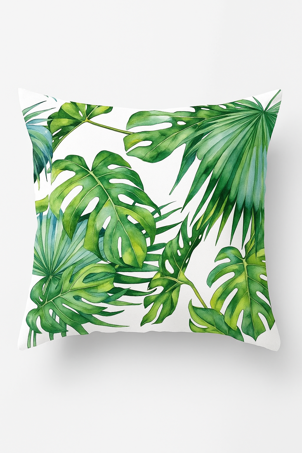 housse de coussin décorative motif cactus et plantes tropicales