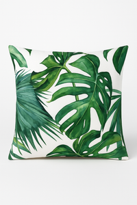 housse de coussin décorative motif cactus et plantes tropicales