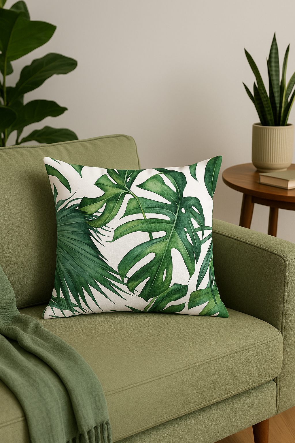 housse de coussin décorative motif cactus et plantes tropicales - vue 3 sur 2