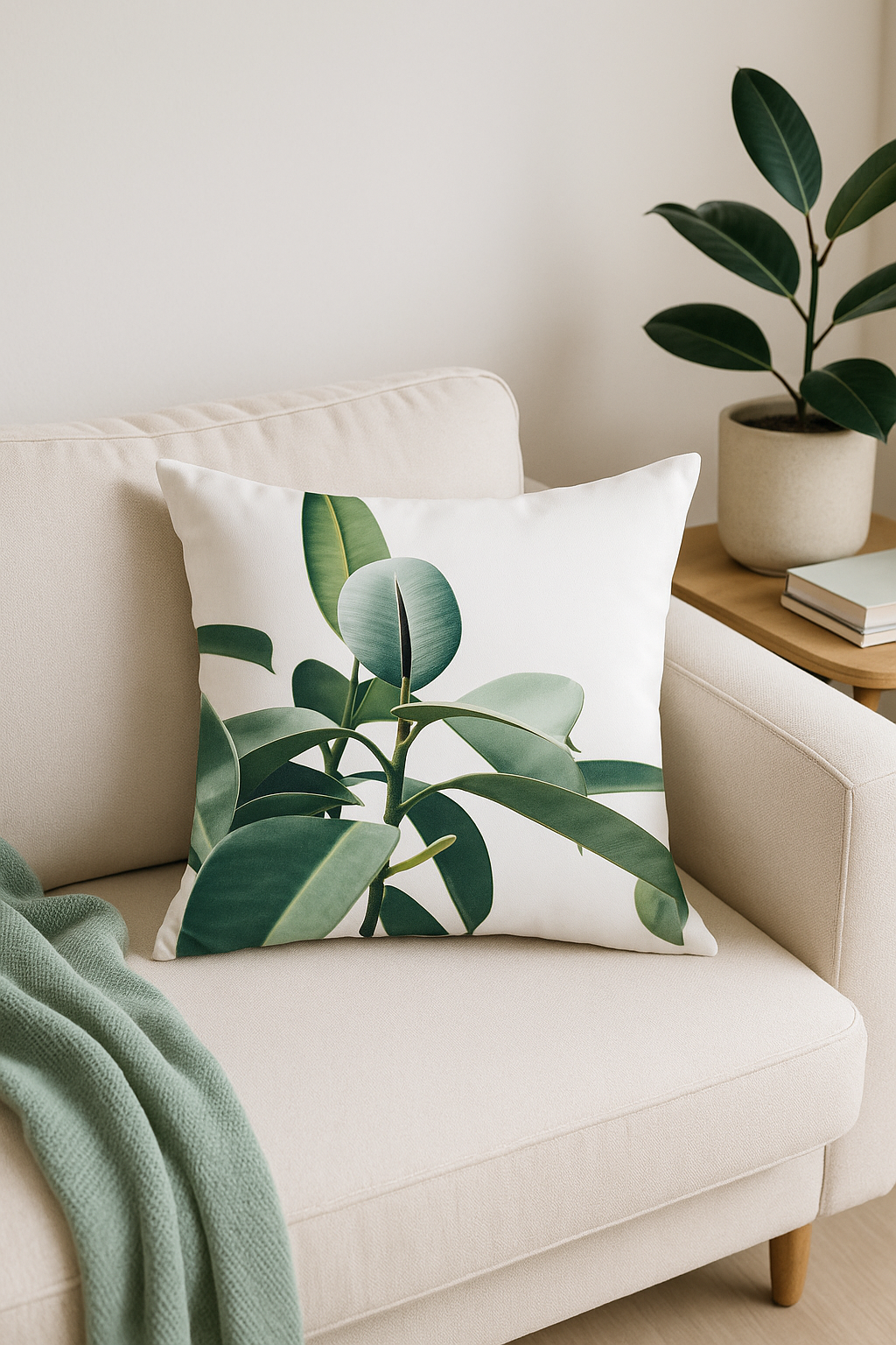 housse de coussin décorative motif cactus et plantes tropicales