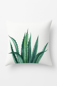 housse de coussin décorative motif cactus et plantes tropicales