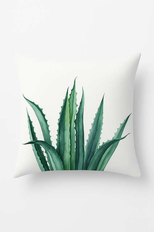 housse de coussin décorative motif cactus et plantes tropicales