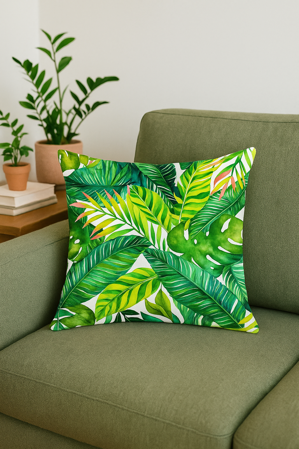 housse de coussin décorative motif cactus et plantes tropicales - vue 3 sur 2