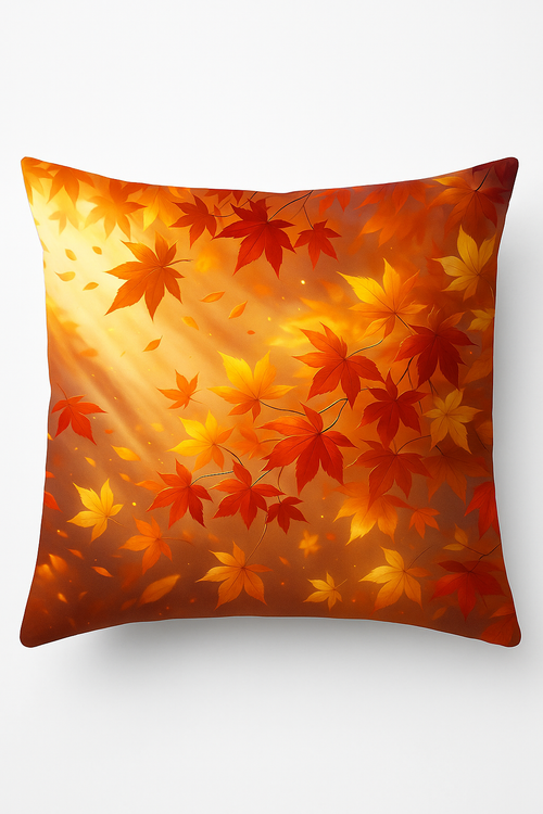 housse de coussin décorative motif feuilles d'automne et panier