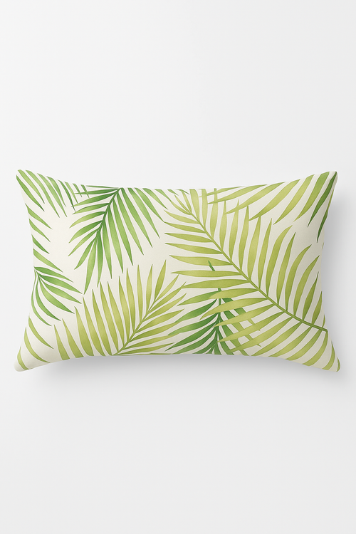 housse de coussin décorative motif feuilles tropicales vertes 30 x 50 cm