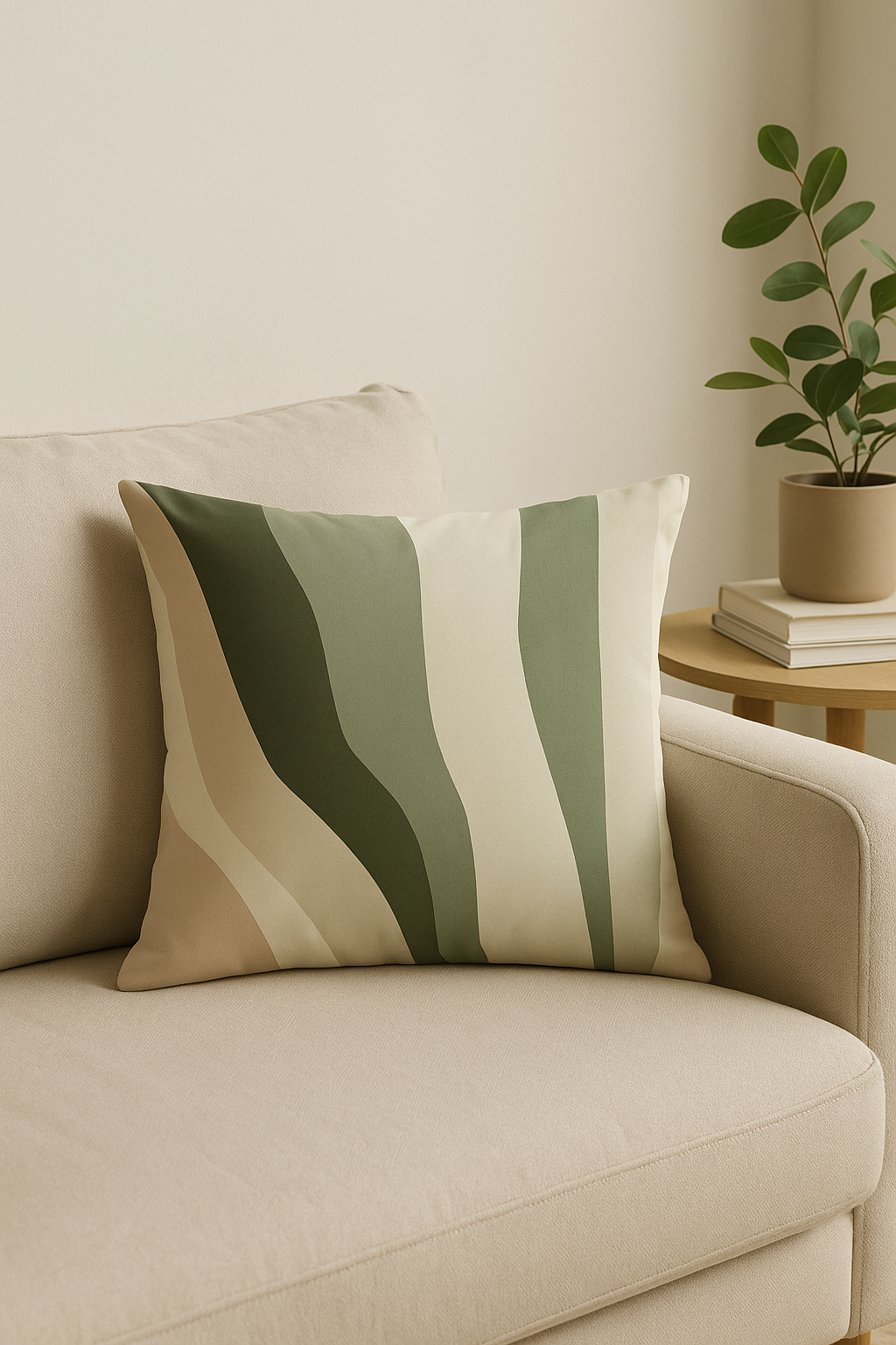 housse de coussin décorative motif floral vert abstrait - vue 3 sur 2