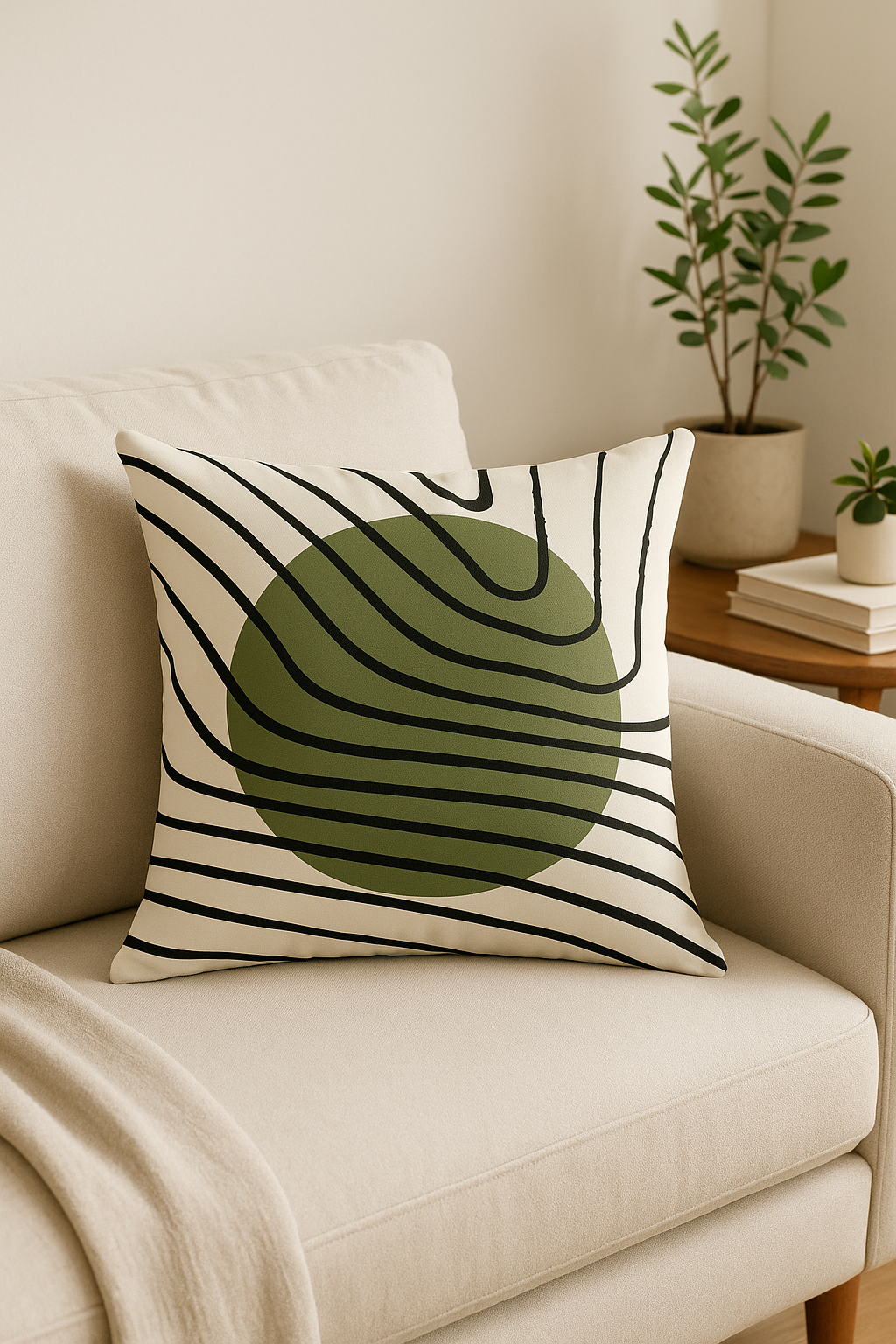 housse de coussin décorative motif floral vert abstrait - vue 3 sur 2