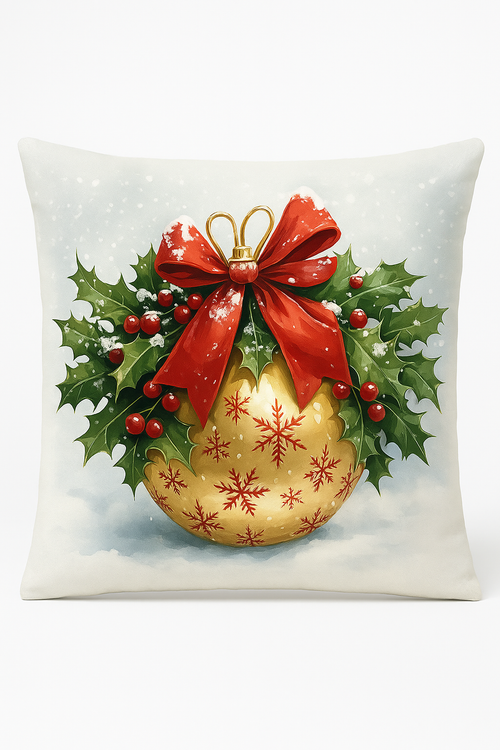 housse de coussin décorative motif père noël et cloches