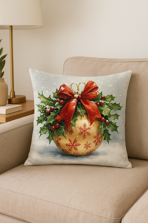 housse de coussin décorative motif père noël et cloches