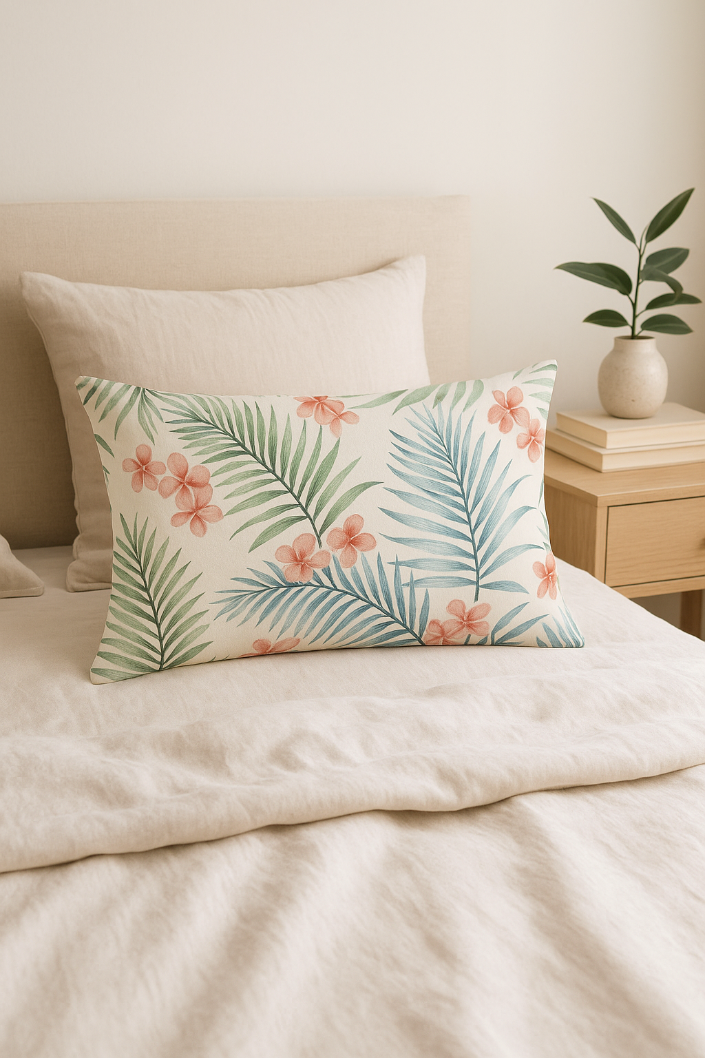 housse de coussin décorative motif tropical vert 30 x 50 cm - vue 3 sur 2