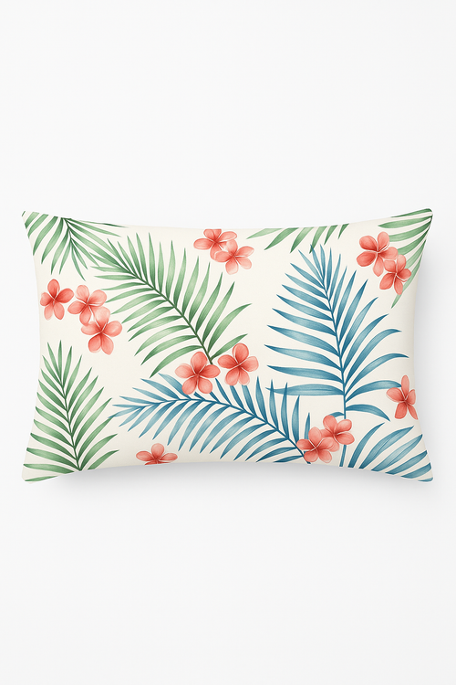 housse de coussin décorative motif tropical vert 30 x 50 cm