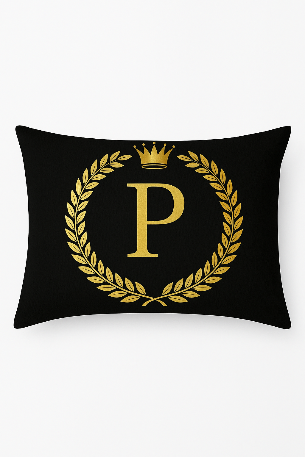 housse de coussin décorative motifs lettres noires dorées