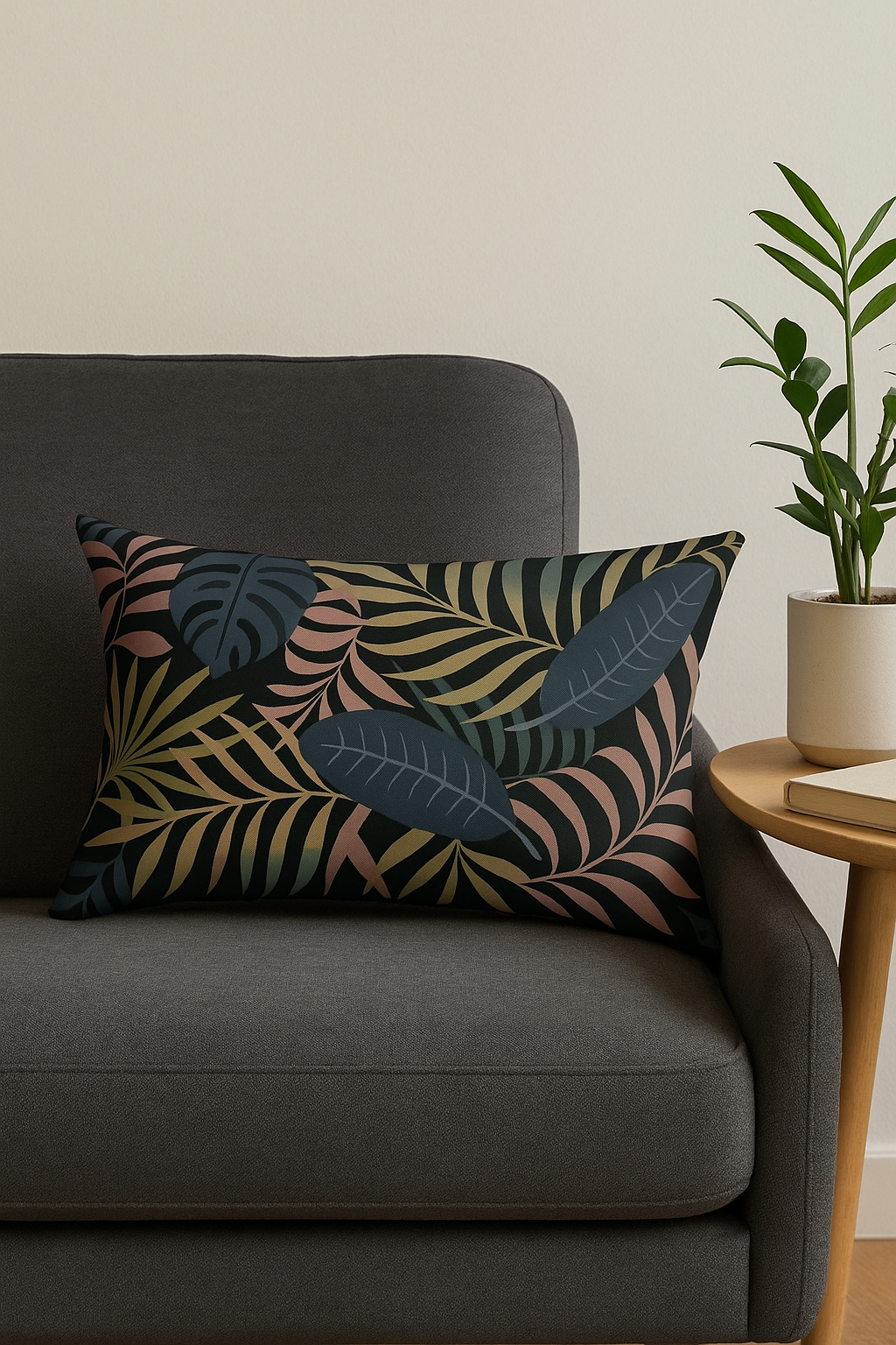 housse de coussin décorative motifs tropicales vertes 30 x 50 cm - vue 3 sur 2