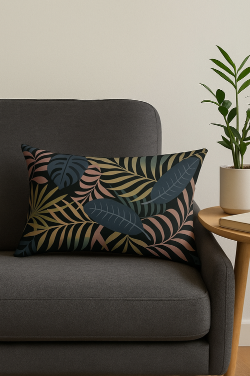 housse de coussin décorative motifs tropicales vertes 30 x 50 cm