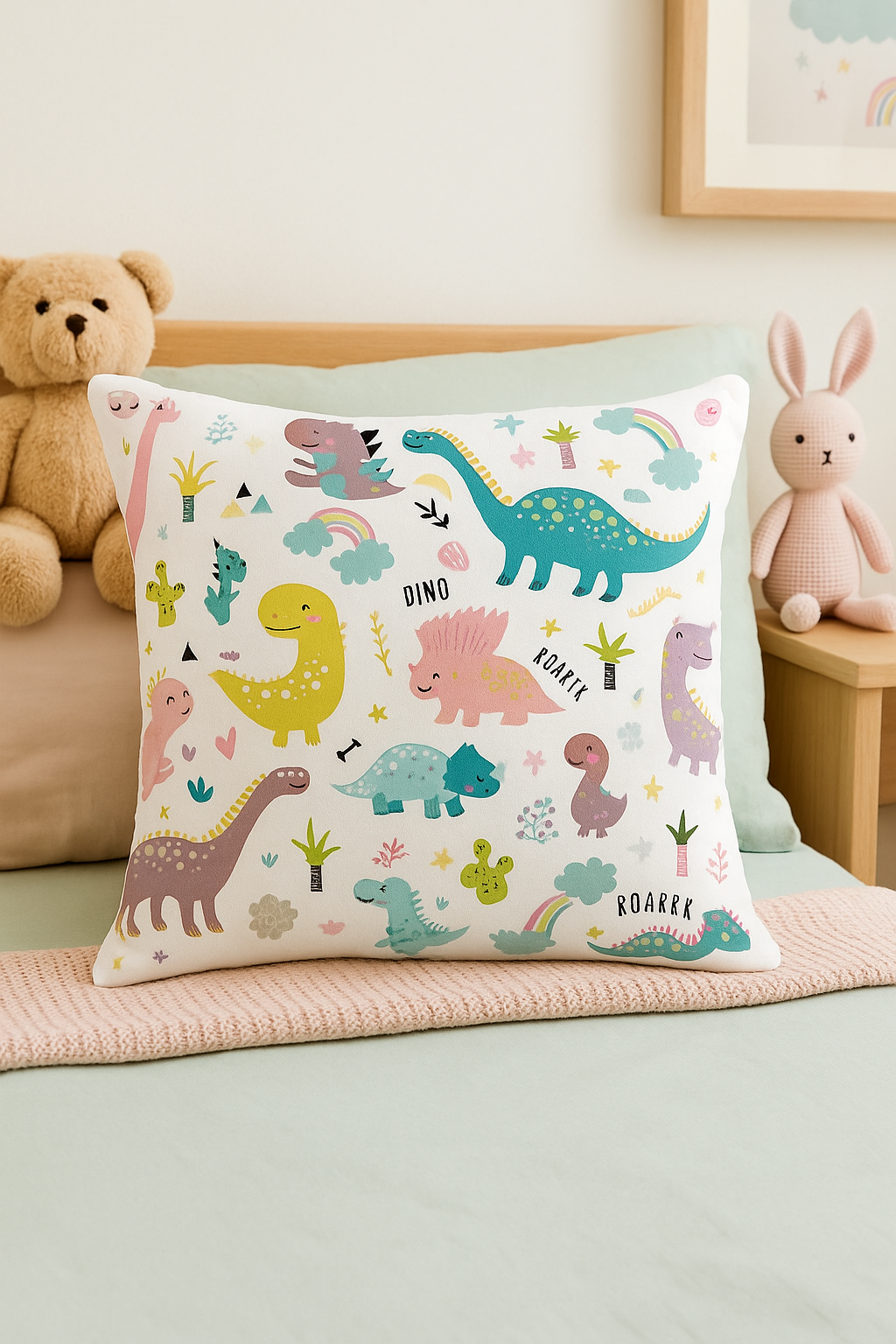 housse de coussin dinosaure mignon pour décoration intérieure - vue 3 sur 2