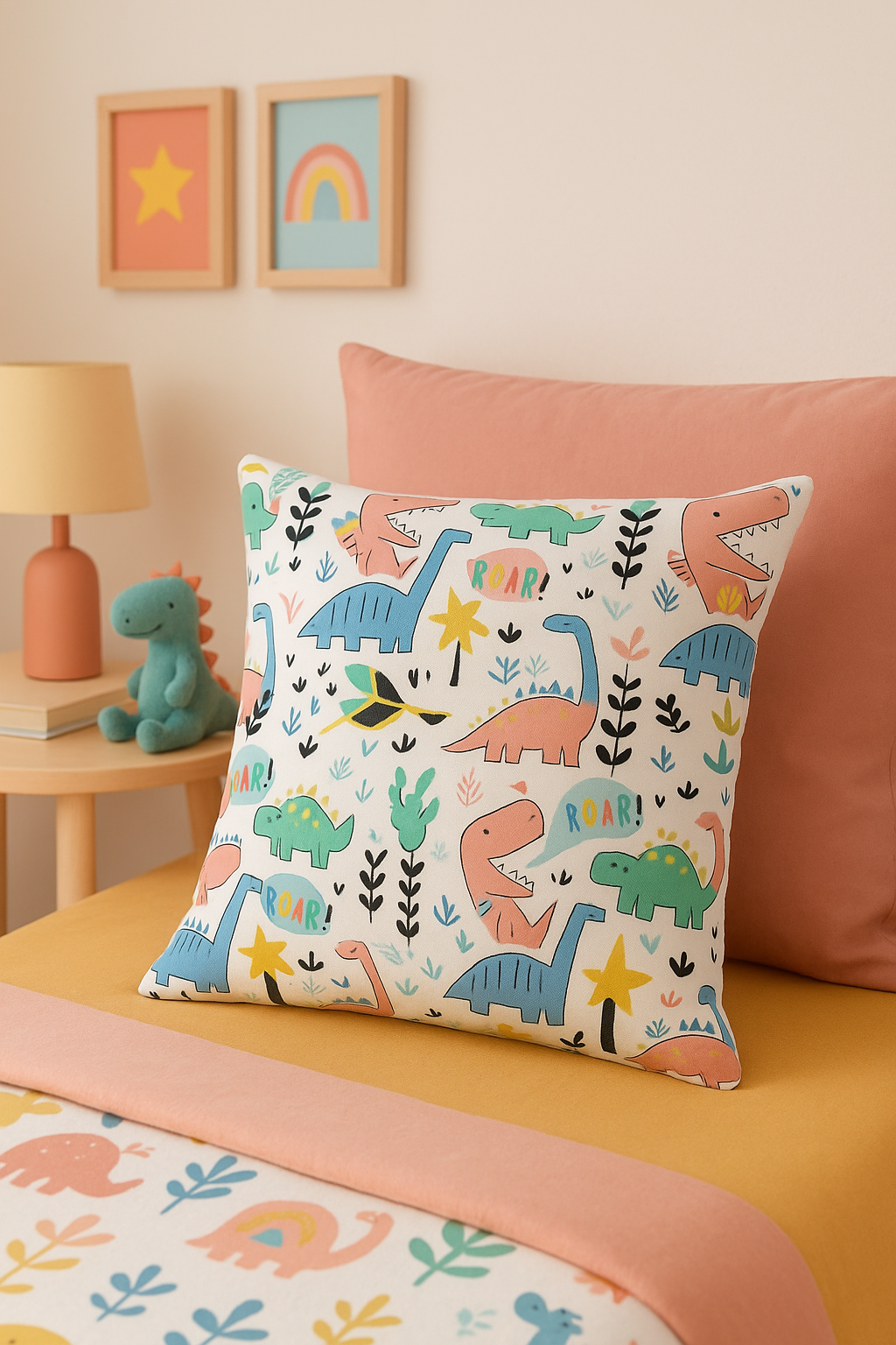 housse de coussin dinosaure mignon pour décoration maison - vue 3 sur 2