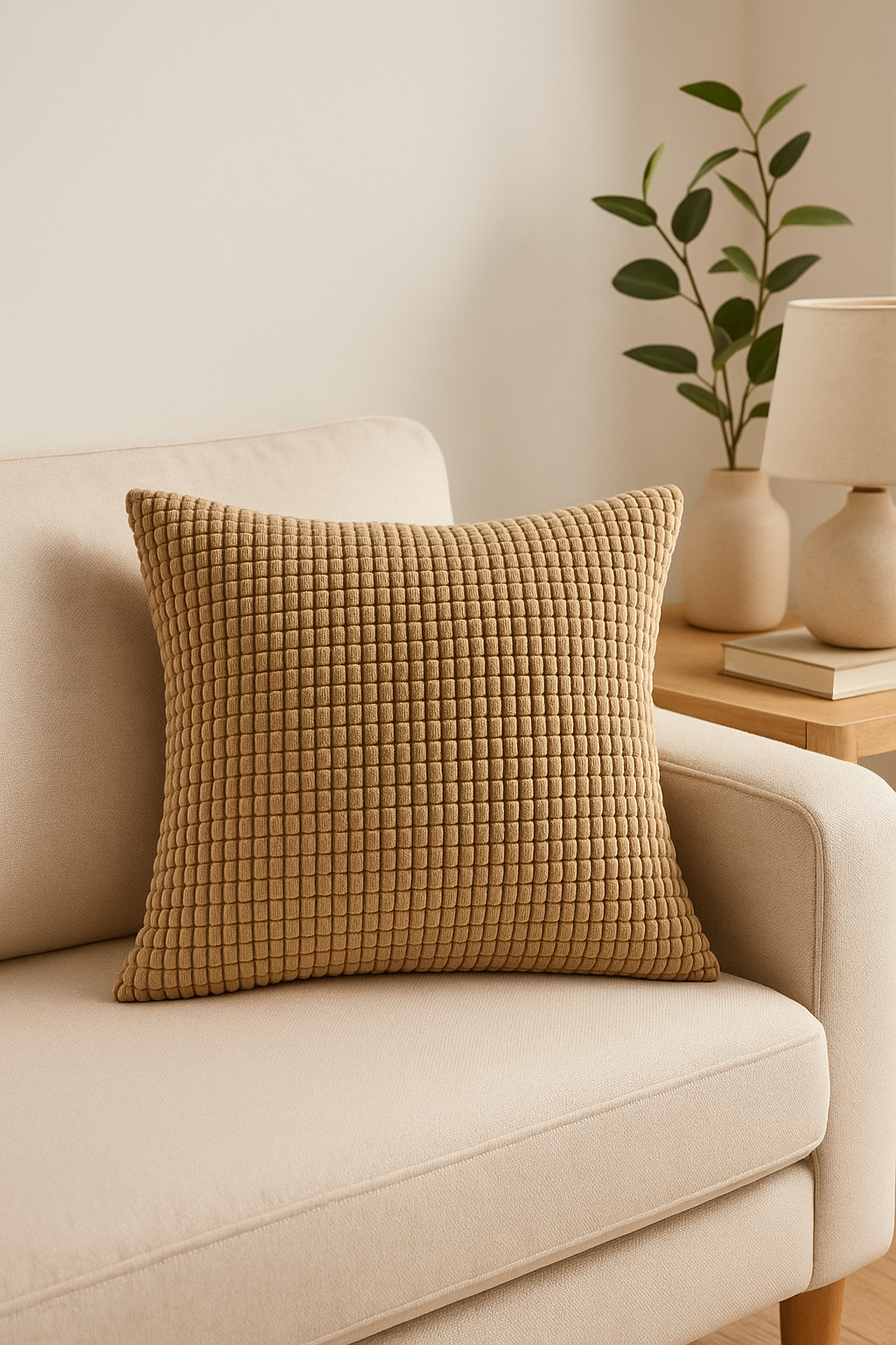 housse de coussin en velours côtelé motif grain de maïs grande taille