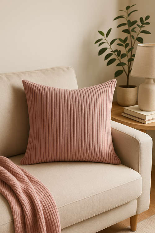 housse de coussin en velours côtelé rayé décoration simple classique