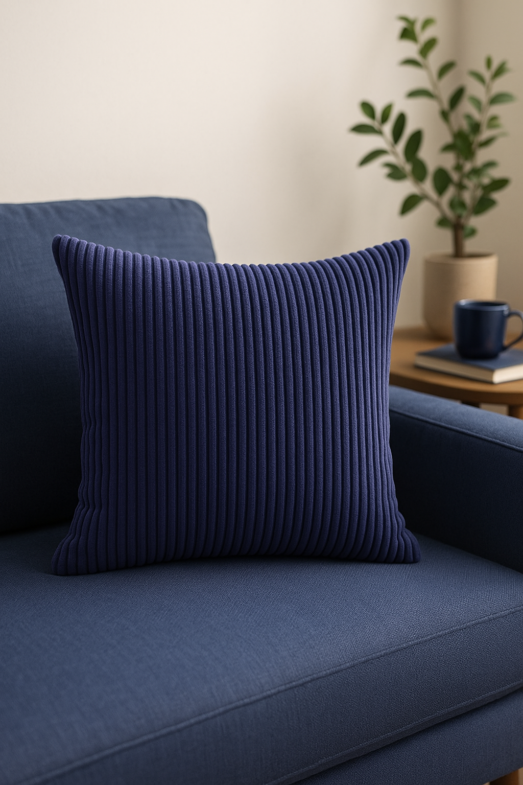 housse de coussin en velours côtelé rayé plusieurs tailles disponibles - vue 3 sur 2