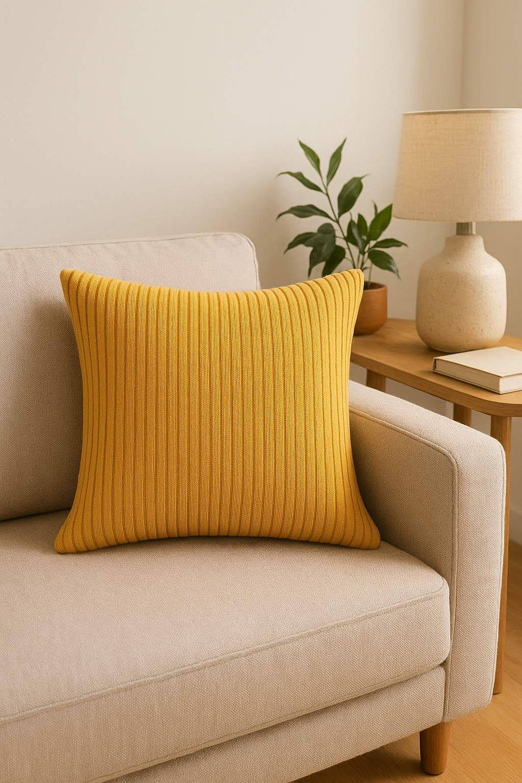 housse de coussin en velours côtelé rayé pour déco classique - vue 3 sur 2