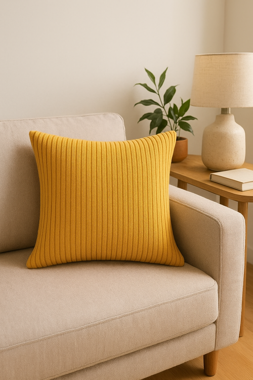 housse de coussin en velours côtelé rayé pour déco classique