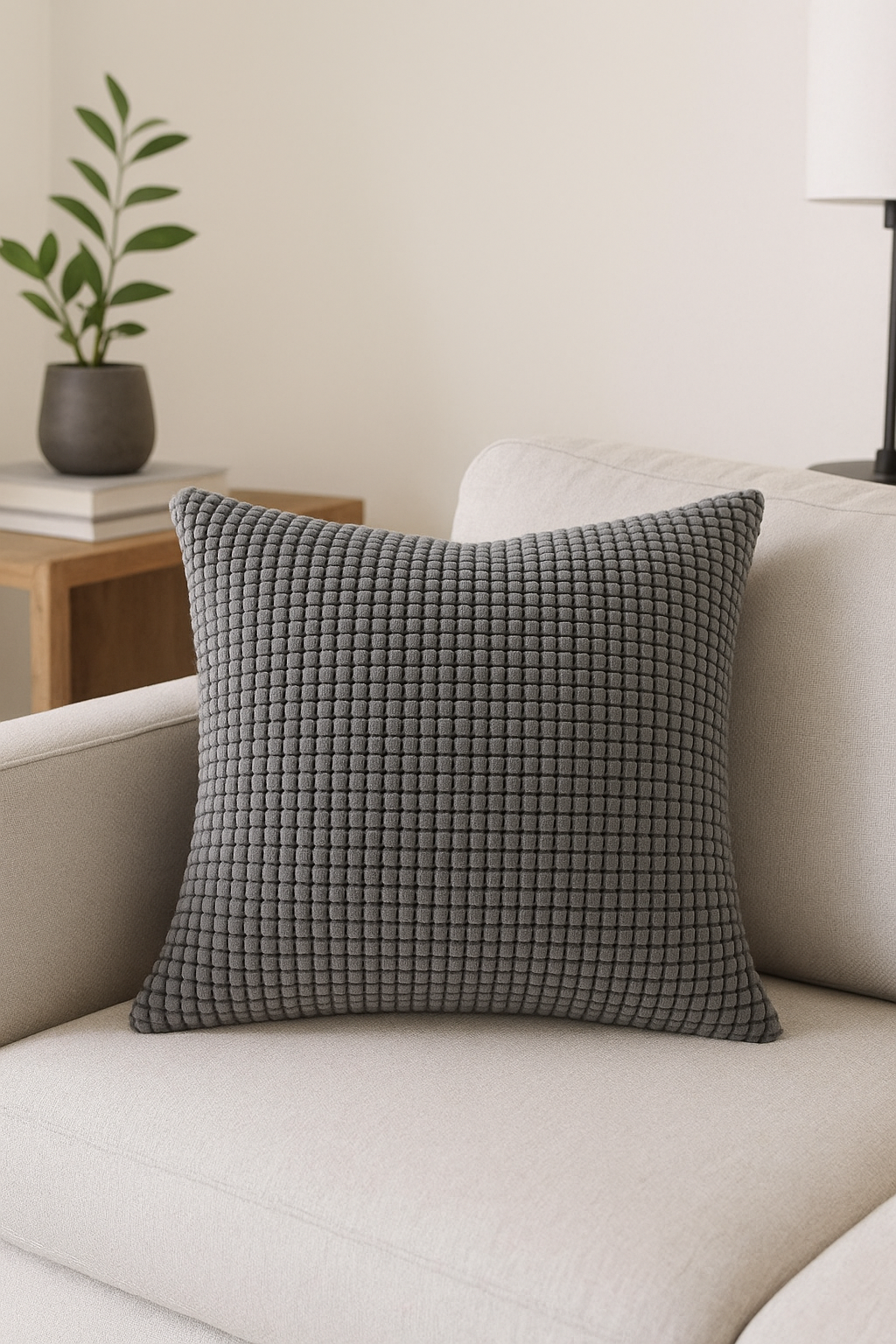 housse de coussin en velours côtelé unie 30x45 35x50 40x60 cm - vue 3 sur 2