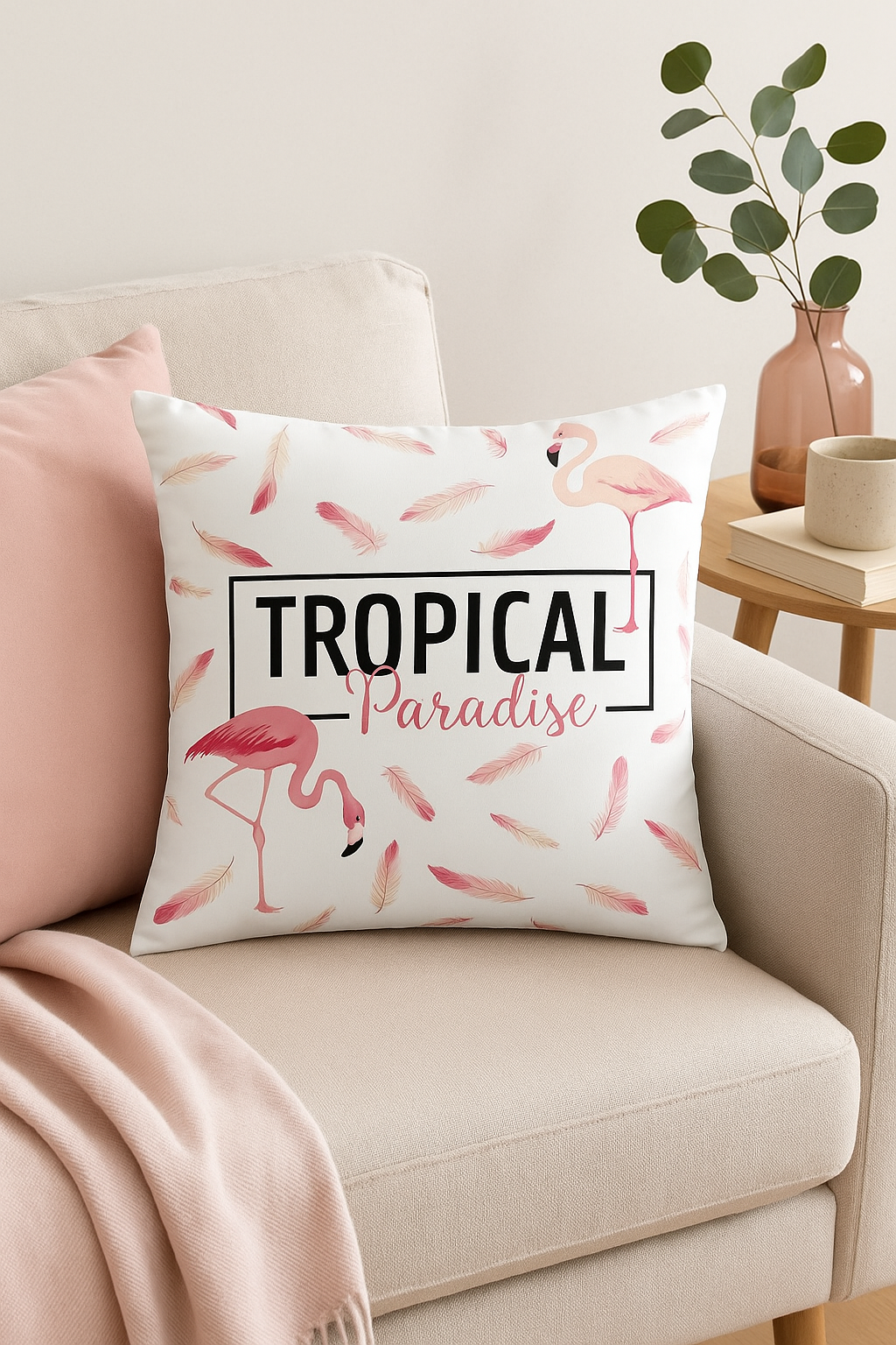 housse de coussin flamant rose tropical 45 cm décor créatif pour canapé