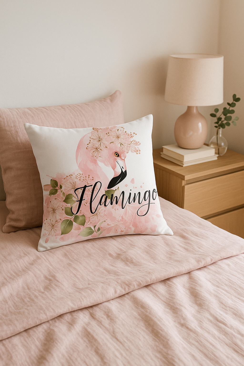 housse de coussin flamant rose tropical 45x45 cm décor créatif