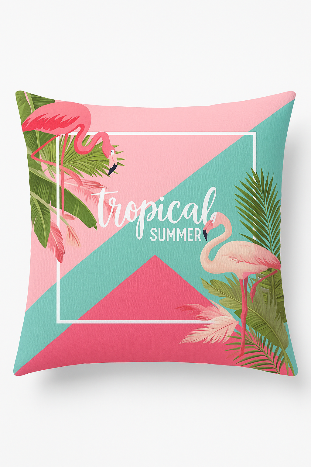 housse de coussin flamant rose tropical 45x45 cm décoratif