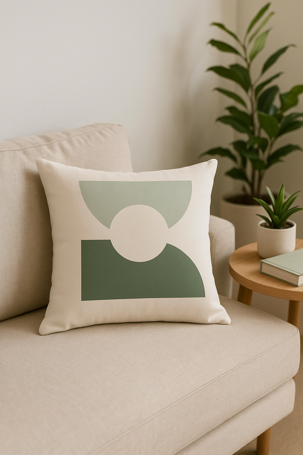 housse de coussin floral vert style abstrait imprimé sur une face - vue 3 sur 2