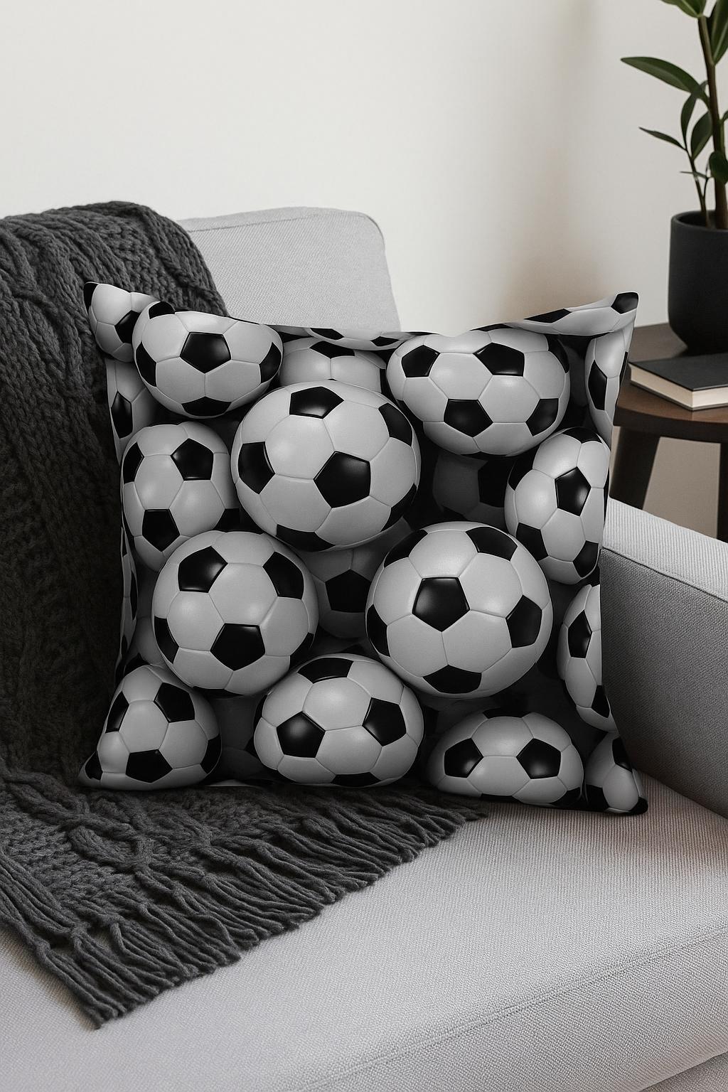 housse de coussin football pour décoration intérieure moderne