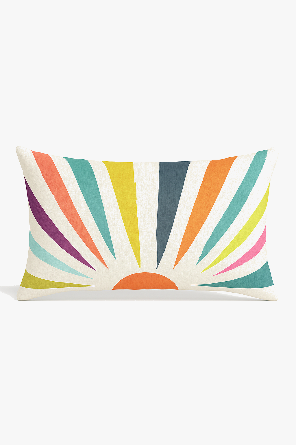 housse de coussin géométrique arc-en-ciel et motif végétal