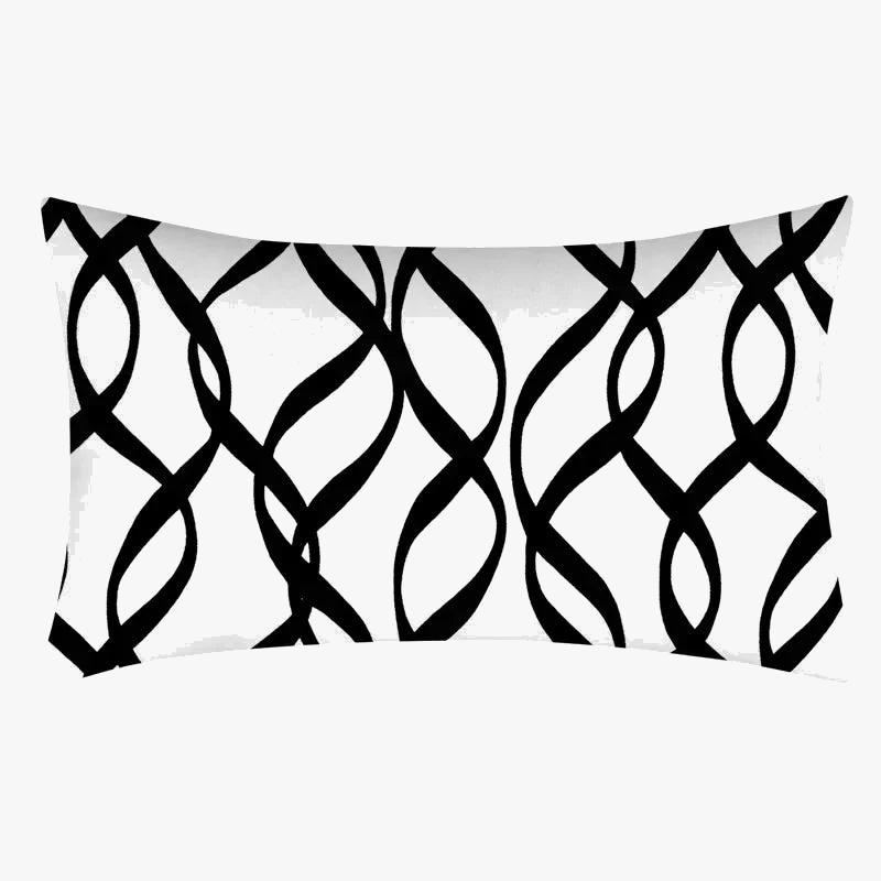 housse de coussin géométrique noir et blanc pour canapé