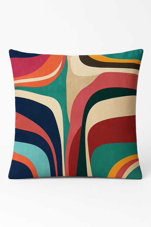 housse de coussin géométrique à motifs fleurs colorées et peau de pêche