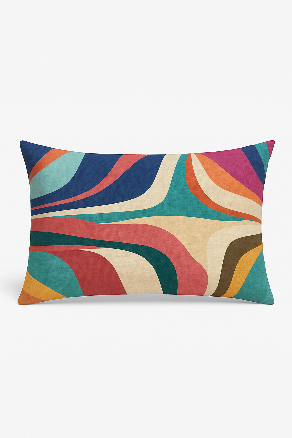 housse de coussin géométrique arc-en-ciel et motifs végétaux