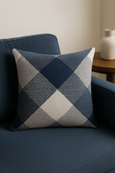 housse de coussin géométrique bleu foncé pour décoration intérieure