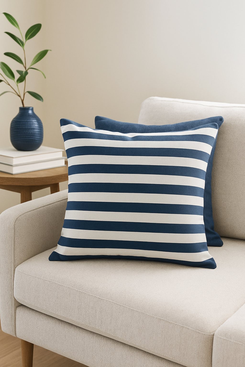 housse de coussin géométrique bleu marine moderne et élégante