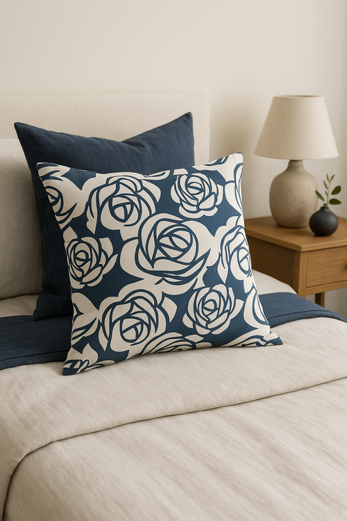 housse de coussin géométrique bleu marine style nordique élégant