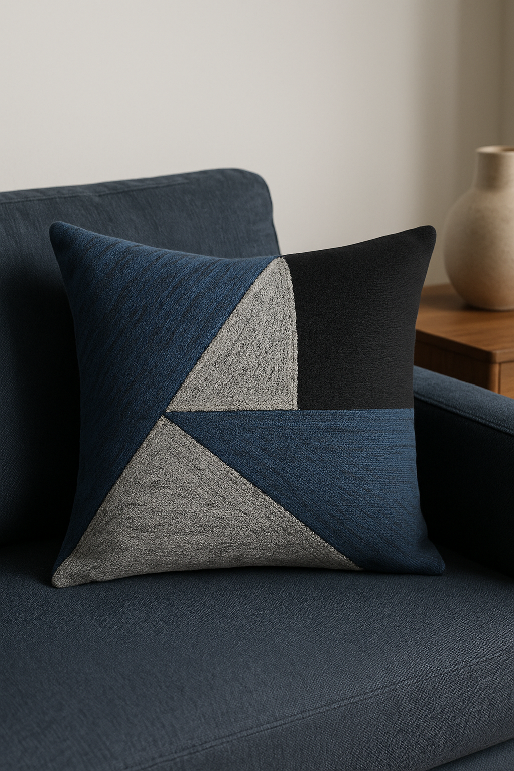 housse de coussin géométrique bleue pour décoration intérieure et auto - vue 3 sur 2