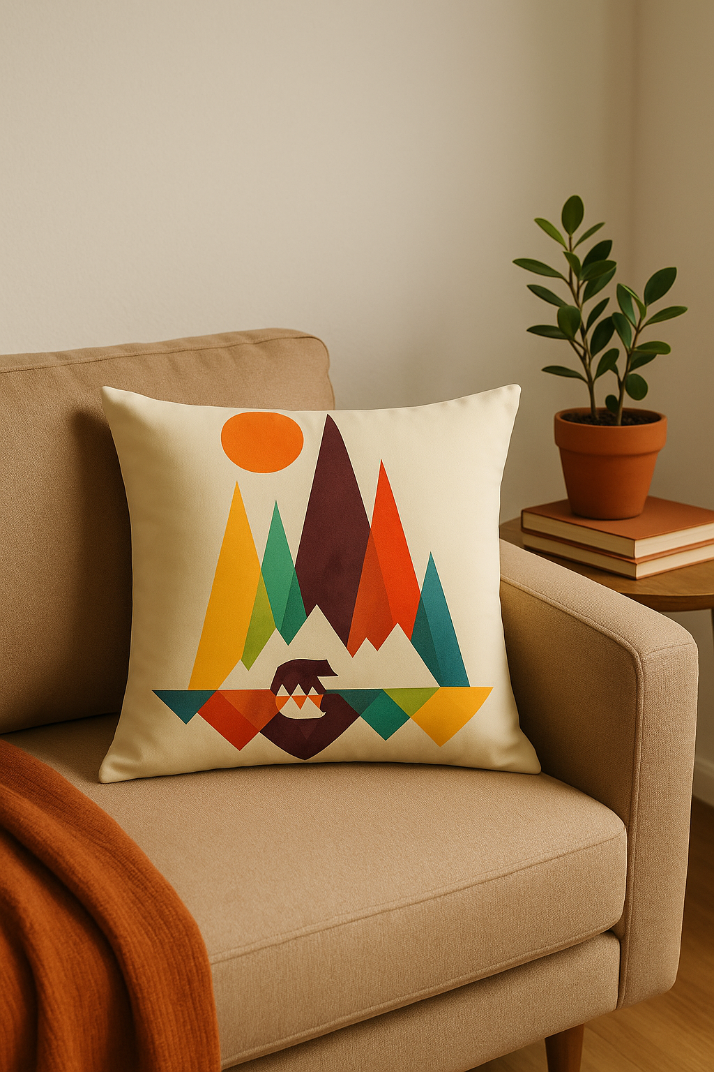 housse de coussin géométrique fleurs sauvages motif coloré