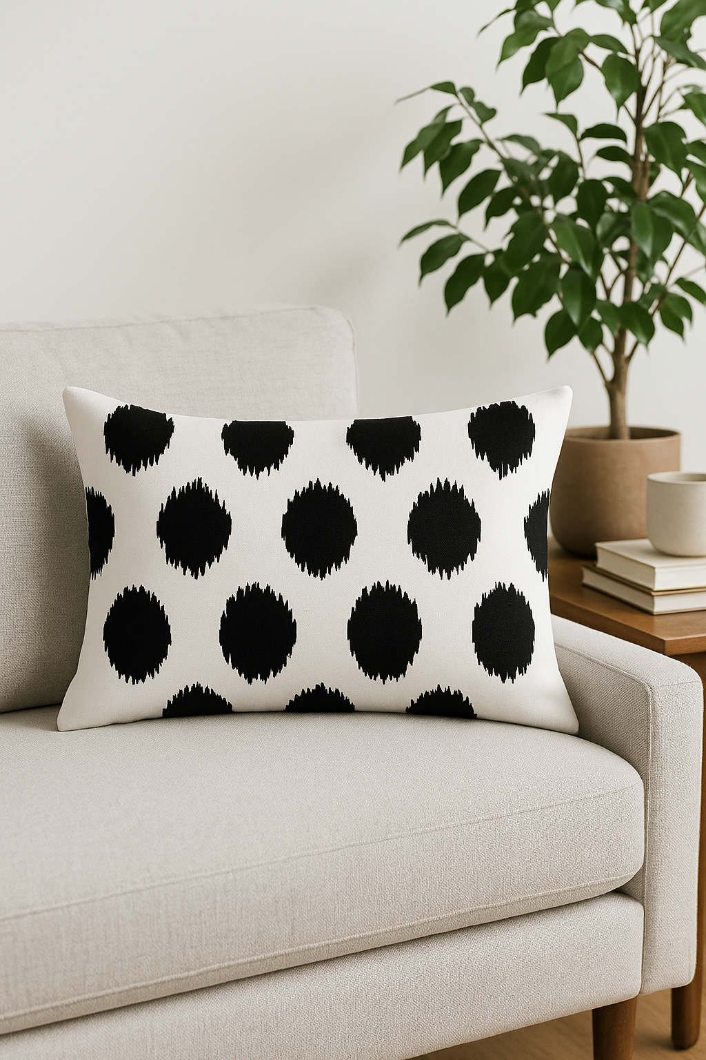 housse de coussin géométrique noir et blanc décorative pour canapé - vue 3 sur 2
