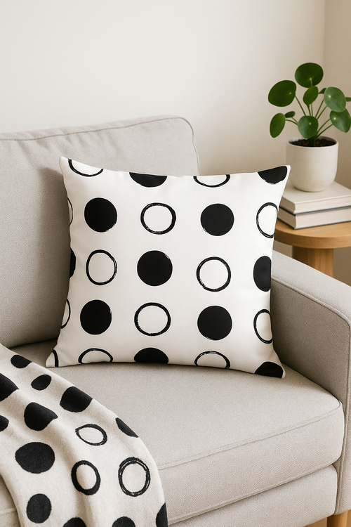 housse de coussin géométrique noir et blanc design moderne