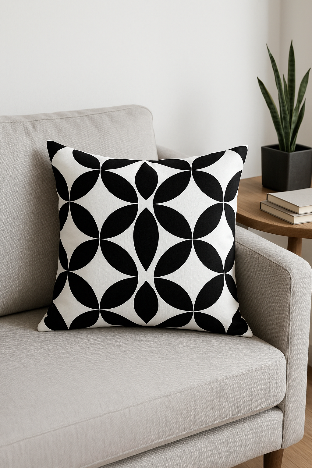 housse de coussin géométrique noir et blanc élégant - vue 3 sur 2