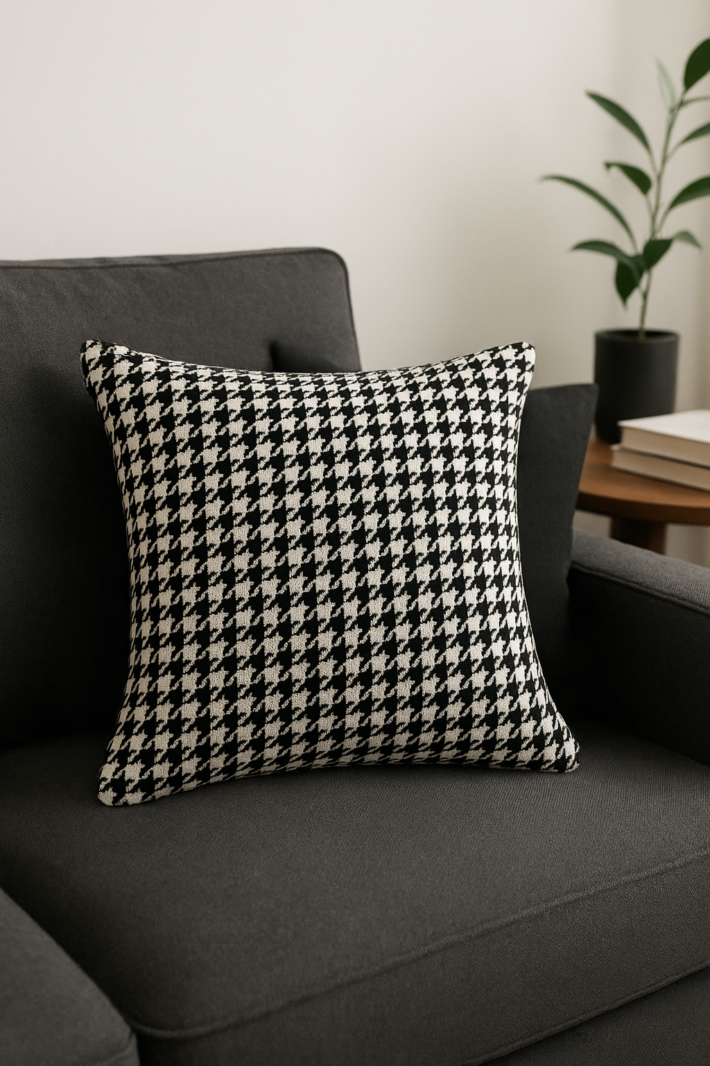housse de coussin géométrique noir et blanc moderne - vue 3 sur 2