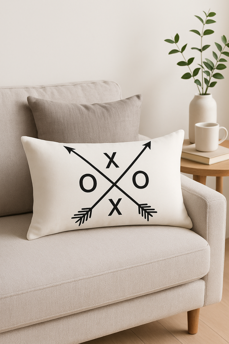 housse de coussin géométrique noir et blanc pour canapé